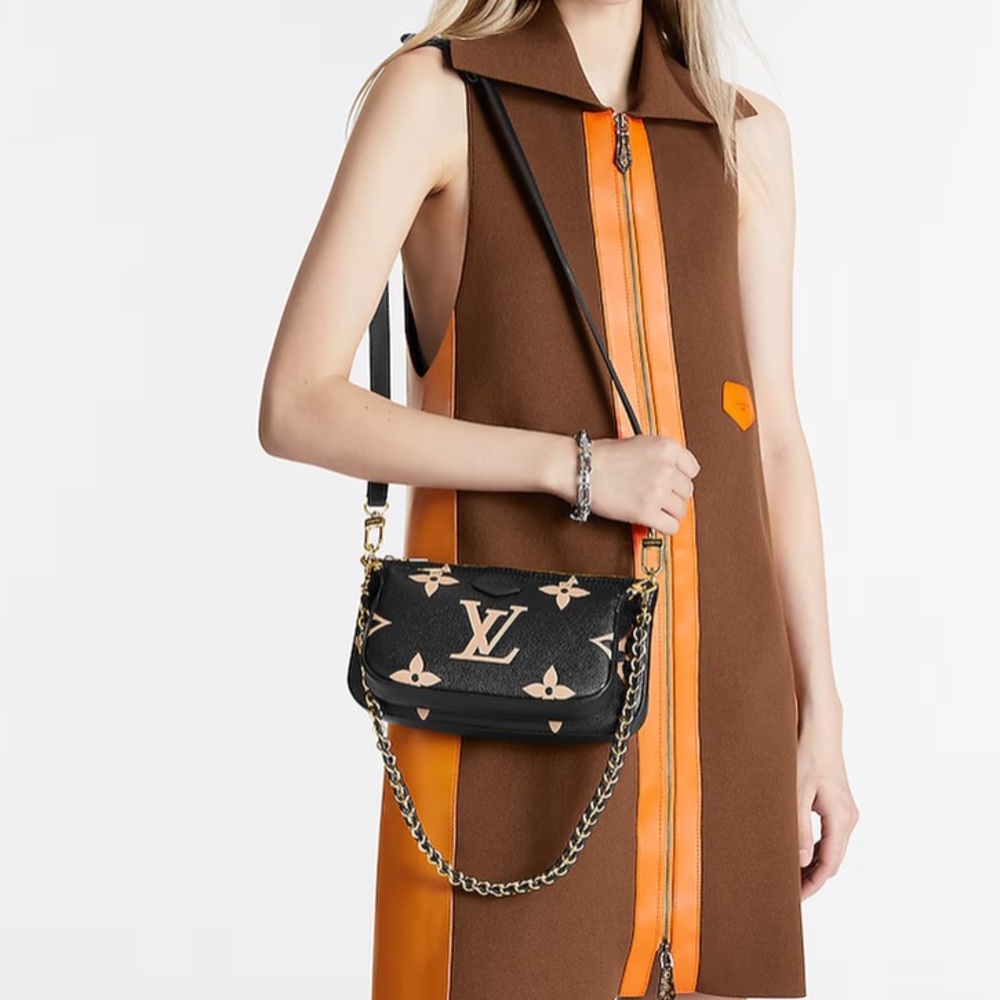 EUC🖤Louis Vuitton Multi Pochette Accessories Bicolor Monogram Empreinte Leather - Picture 3 of 16